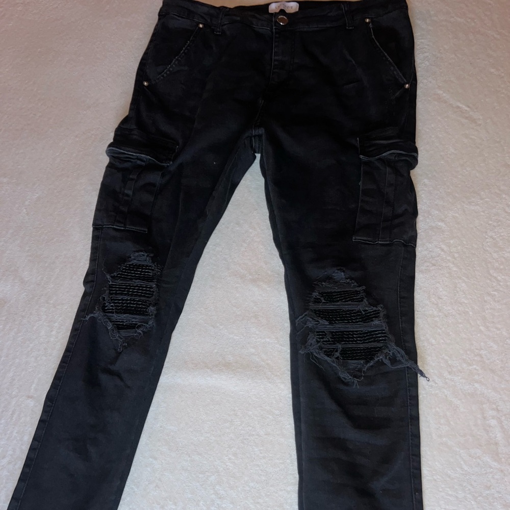 Lakenzie Super Skinny Cargo Utility Jeans Size XL 34,32